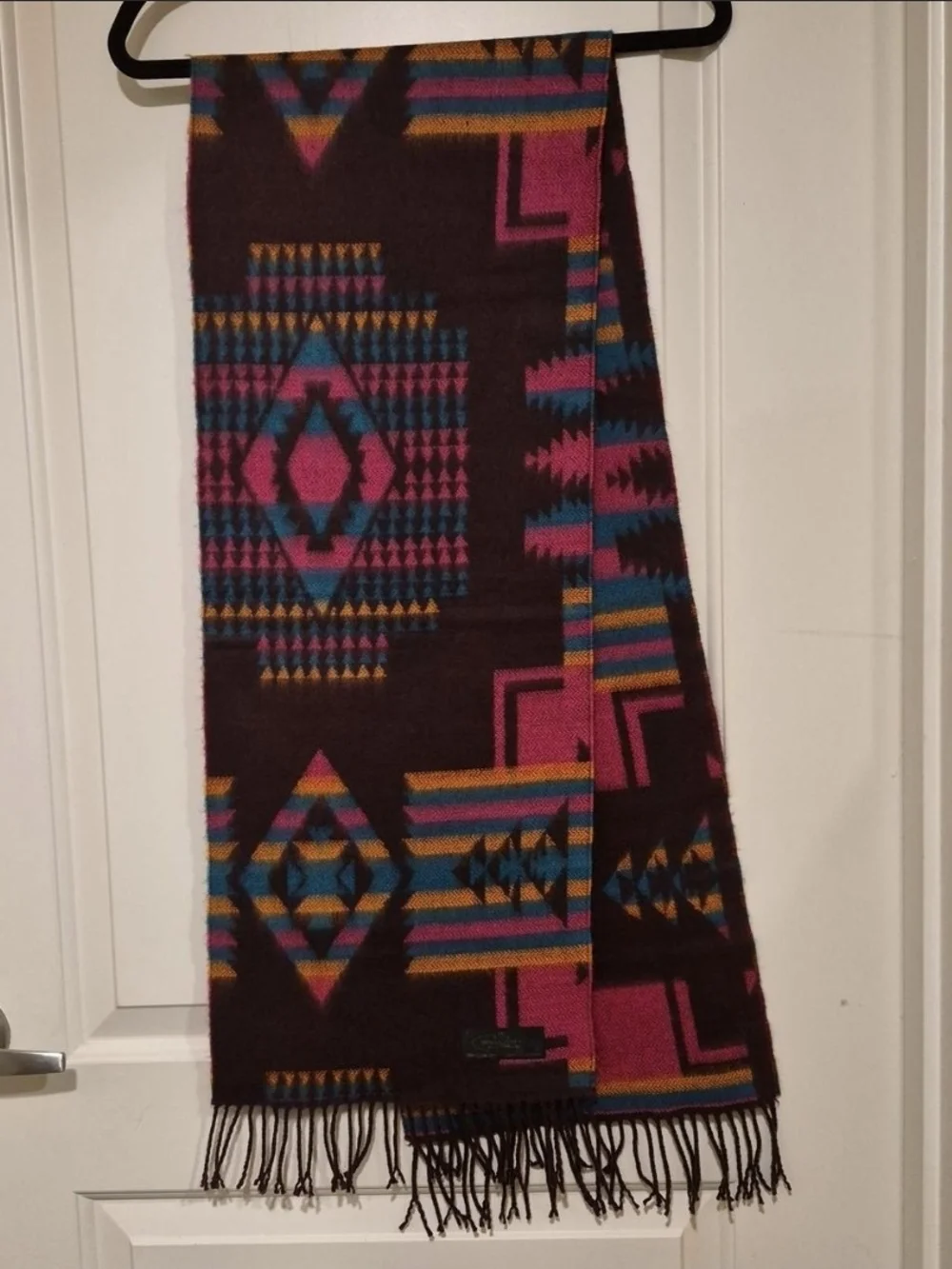 100% Cashmere Women's Brown & Pink Scarf - Made in Germany